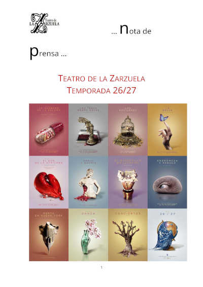 El Teatro de la Zarzuela presenta su temporada 2026/2027 El Teatro de la Zarzuela presenta su temporada 2026/2027