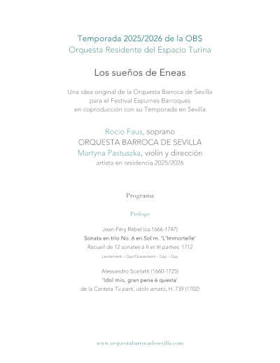 La Orquesta Barroca de Sevilla clausura su Temporada con «Los sueños de Eneas»