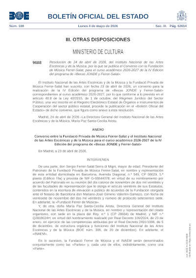 El INAEM y la Fundació Ferrer de Música impulsan una nueva edición de las Becas JONDE