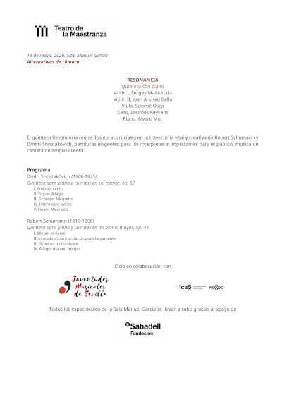 El quinteto Resonancia lleva al Maestranza dos cumbres del quinteto con piano