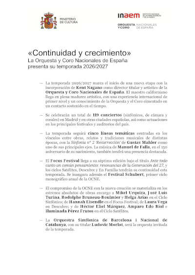 La OCNE presenta su temporada 2026/2027 con Kent Nagano al frente La OCNE presenta su temporada 2026/2027 con Kent Nagano al frente