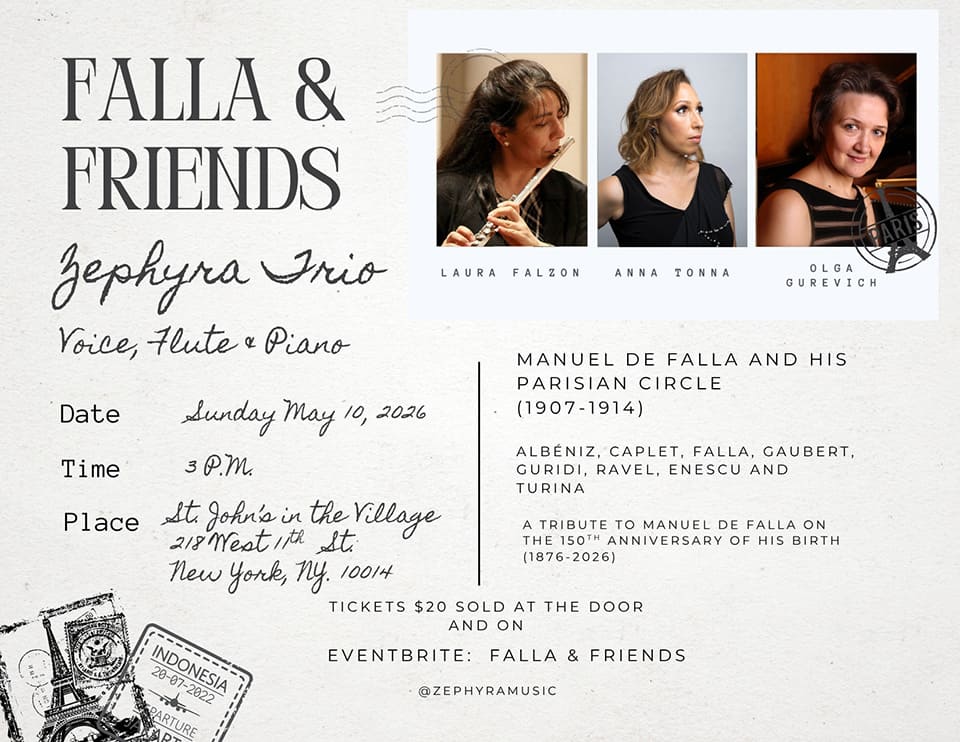 El Zephyra Trio celebra el 150 aniversario de Manuel de Falla con un recital inspirado en su círculo parisino