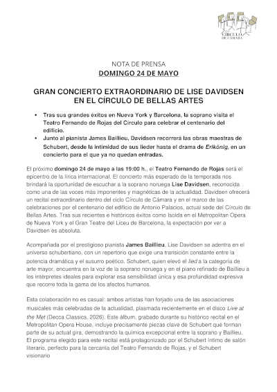 Lise Davidsen ofrece un recital extraordinario en el Círculo de Bellas Artes de Madrid