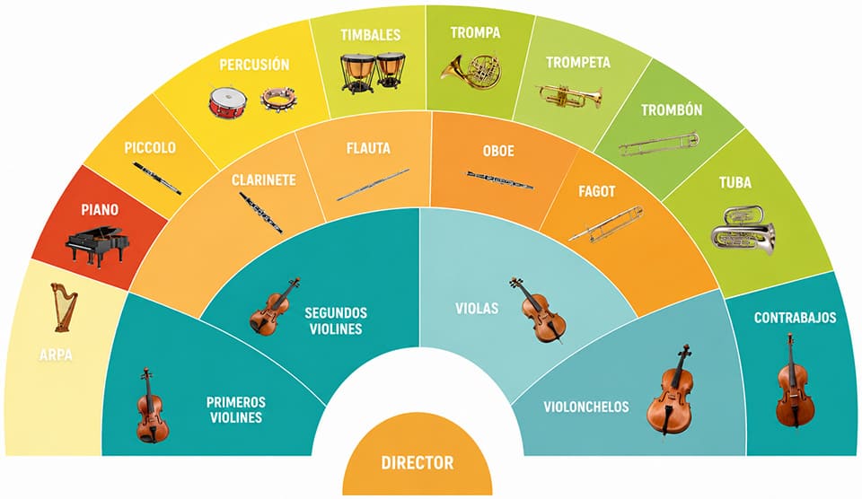 ¿Cuál es la distribución de una orquesta sinfónica? ¿Cuál es la distribución de una orquesta sinfónica?