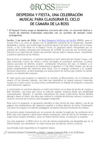 La ROSS clausura su ciclo de cámara en el Espacio Turina La ROSS clausura su ciclo de cámara en el Espacio Turina