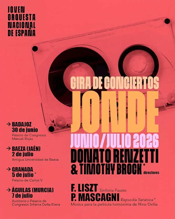 La JONDE lleva su gira 2026 con la Sinfonía Fausto de Liszt a Badajoz, Baeza, Granada y Águilas