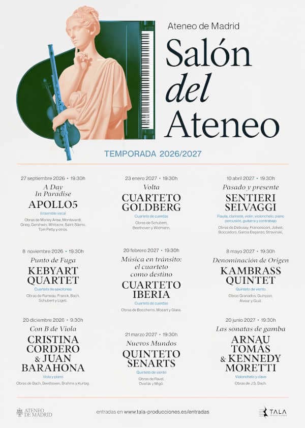Salón del Ateneo presenta su temporada 2026-2027 con música de cámara en Madrid