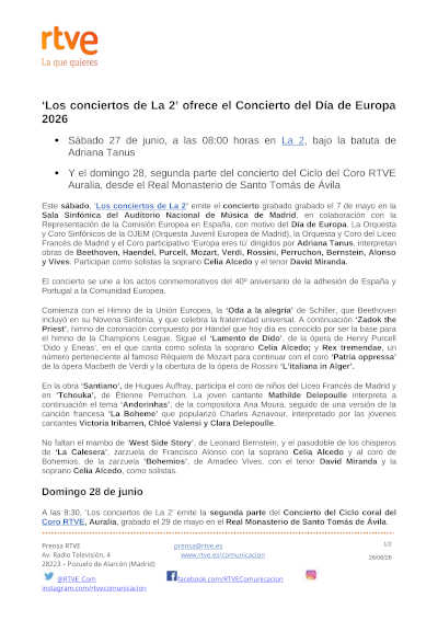 «Los conciertos de La 2» con la OJEM y el Coro RTVE