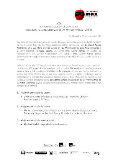 Premios Max 2026: ganadores de la 29ª edición en Mérida Premios Max 2026: ganadores de la 29ª edición en Mérida