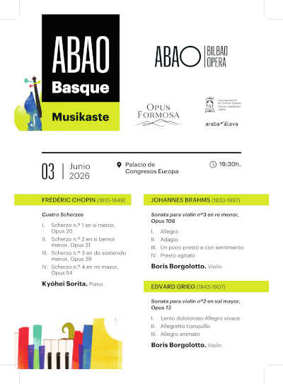 ABAO Basque Musikaste nace con aforo completo y reúne a grandes figuras internacionales en Euskadi
