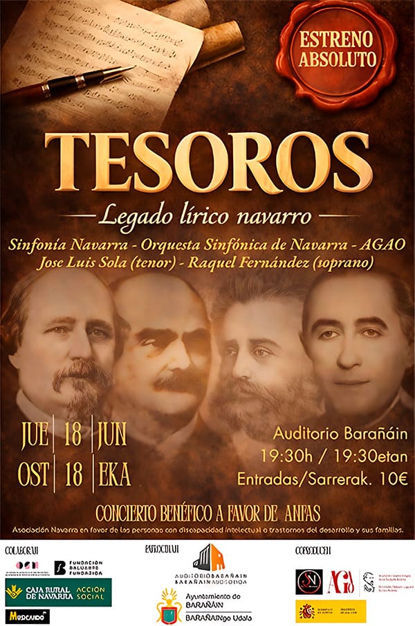 Tesoros. Legado lírico navarro reunirá a más de 100 artistas en una gala lírica navarra en Barañáin