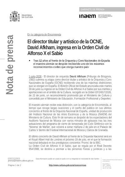 David Afkham, de la OCNE, ingresa en la Orden de Alfonso X el Sabio David Afkham, de la OCNE, ingresa en la Orden de Alfonso X el Sabio