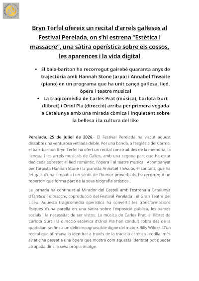 Bryn Terfel y Estètica i massacre protagonizan la noche de Peralada