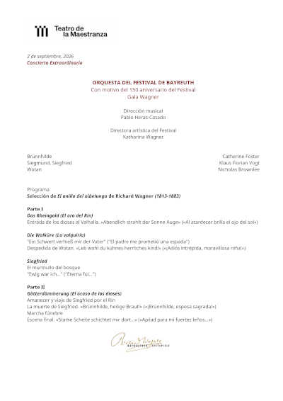 La Orquesta del Festival de Bayreuth celebra en Sevilla los 150 años del festival con una gala Wagner