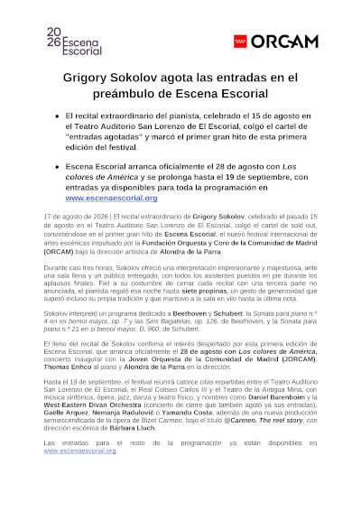 Sokolov agota las entradas antes del inicio de Escena Escorial