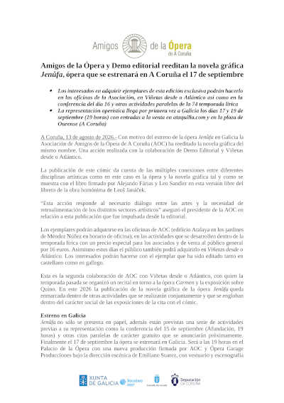 Jenůfa llega al cómic antes de su estreno operístico en Galicia Jenůfa llega al cómic antes de su estreno operístico en Galicia
