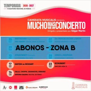 Nota actualizada: Camerata Musicalis presenta su temporada 2026/27 en el Auditorio Nacional Abono Zona B