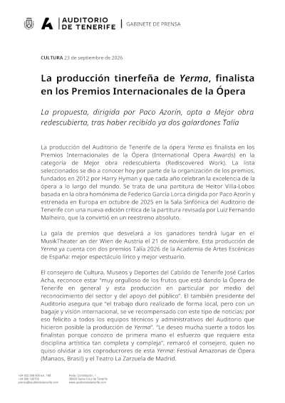 ‘Yerma’, finalista en los International Opera Awards 2026 ‘Yerma’, finalista en los International Opera Awards 2026