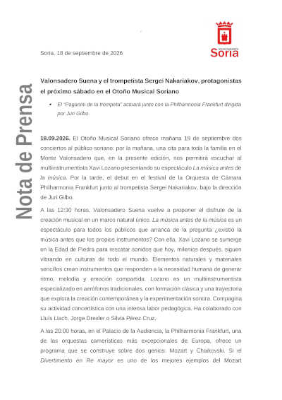 Sergei Nakariakov y Valonsadero Suena, en el Otoño Musical Soriano Sergei Nakariakov y Valonsadero Suena, en el Otoño Musical Soriano