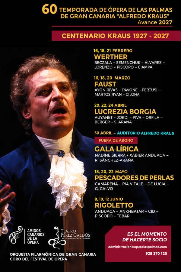 Ópera de Las Palmas 2027: centenario de Alfredo Kraus Ópera de Las Palmas 2027: centenario de Alfredo Kraus