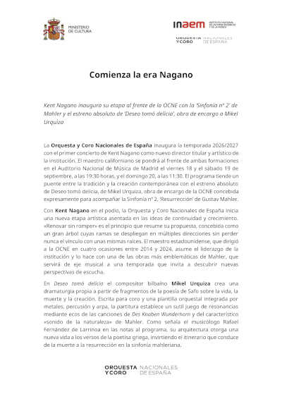 Kent Nagano inicia su etapa al frente de la OCNE Kent Nagano inicia su etapa al frente de la OCNE