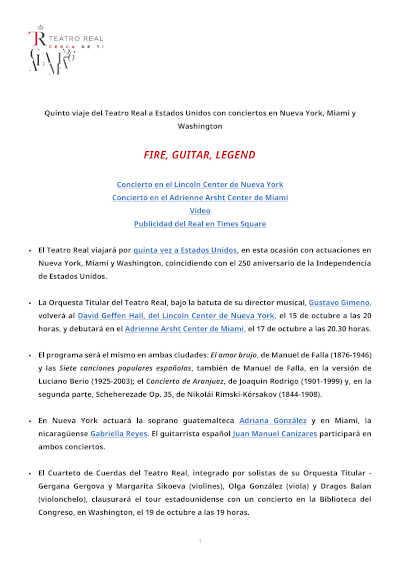 El Teatro Real regresa a Estados Unidos con conciertos en Nueva York, Miami y Washington El Teatro Real regresa a Estados Unidos con conciertos en Nueva York, Miami y Washington