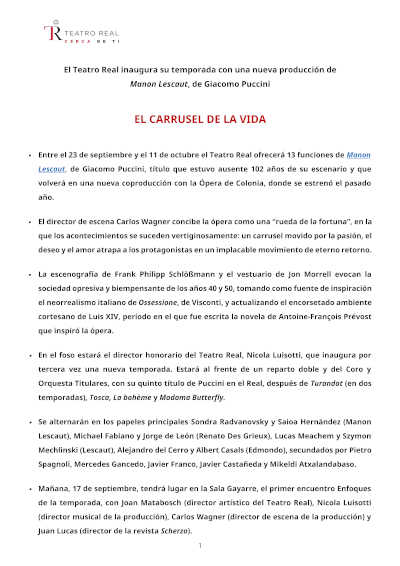 Manon Lescaut vuelve al Teatro Real tras 102 años de ausencia Manon Lescaut vuelve al Teatro Real tras 102 años de ausencia