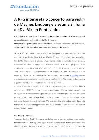 La Real Filharmonía de Galicia reúne a Roman Simović y Baldur Brönnimann en Pontevedra La Real Filharmonía de Galicia reúne a Roman Simović y Baldur Brönnimann en Pontevedra