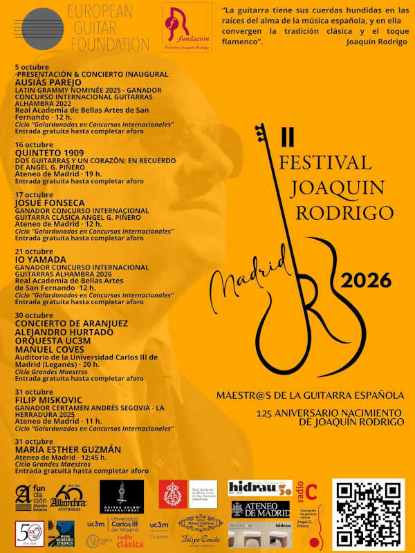El Festival Joaquín Rodrigo de Madrid celebra el 125.º aniversario del compositor El Festival Joaquín Rodrigo de Madrid celebra el 125.º aniversario del compositor