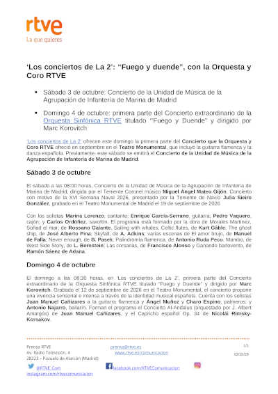 Los conciertos de La 2: Cañizares, Antonio Najarro y la Música de Infantería de Marina Los conciertos de La 2: Cañizares, Antonio Najarro y la Música de Infantería de Marina