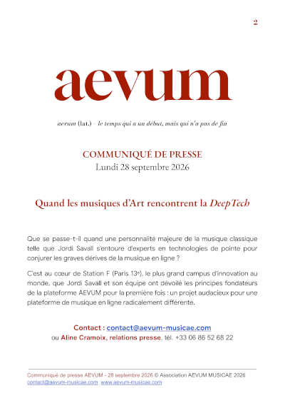 Jordi Savall presenta AEVUM, una nueva plataforma de streaming musical Jordi Savall presenta AEVUM, una nueva plataforma de streaming musical