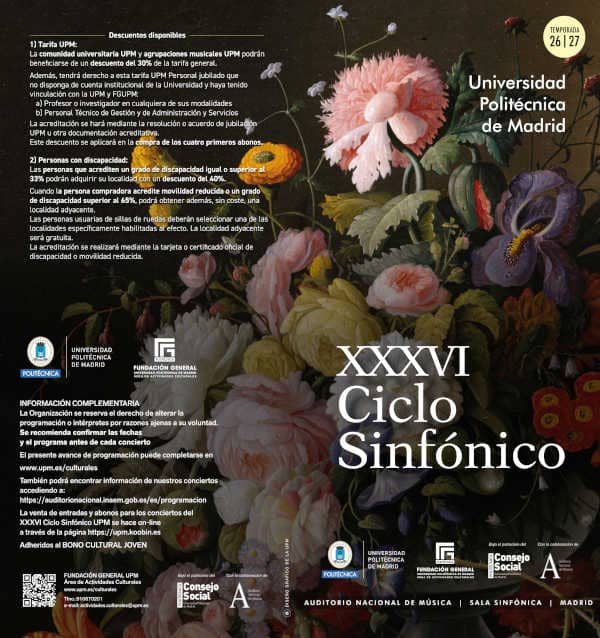 La UPM presenta el XXXVI Ciclo Sinfónico 2026/27 en el Auditorio Nacional La UPM presenta el XXXVI Ciclo Sinfónico 2026/27 en el Auditorio Nacional